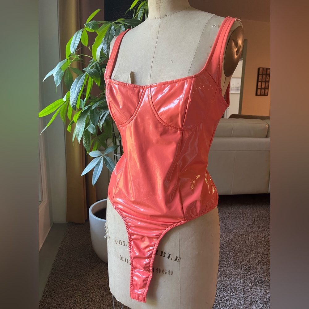 ASOS/Missguided Shiny Coral Bodysuit